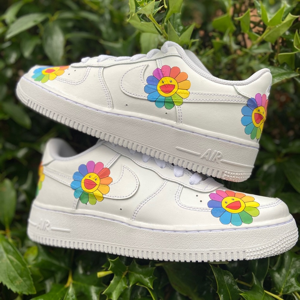 Rainbow Flower Nike Air Force 1s